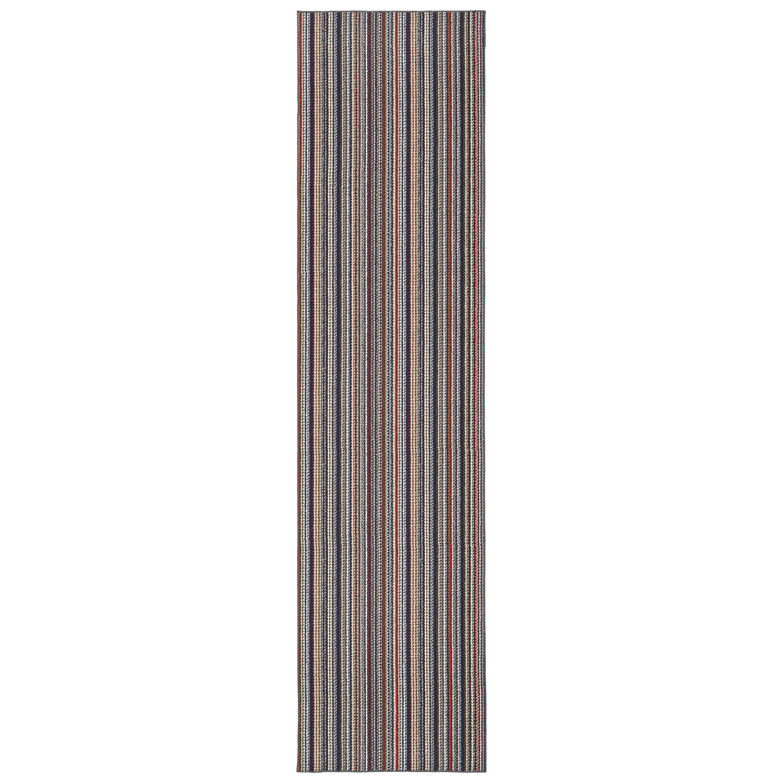 Garland Rug Carnival Stripe Non-Slip Recycled 3' X 12' Multi-Color Area Rug – Modern, Stain-Resistant, Ideal for Living Rooms & High-Traffic Areas