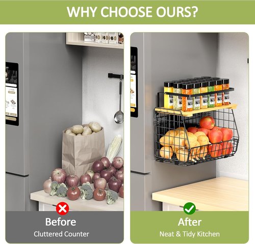 Magnetic Shelf for Fridge by [Brand Name] - 2-Pack Fruit & Vegetable Storage Bins - Kitchen Organizer