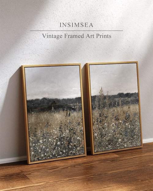 InSimSea Vintage Landscape Wall Art - Framed Canvas Prints for Living Room & Bedroom | 16"x24" Set of 2