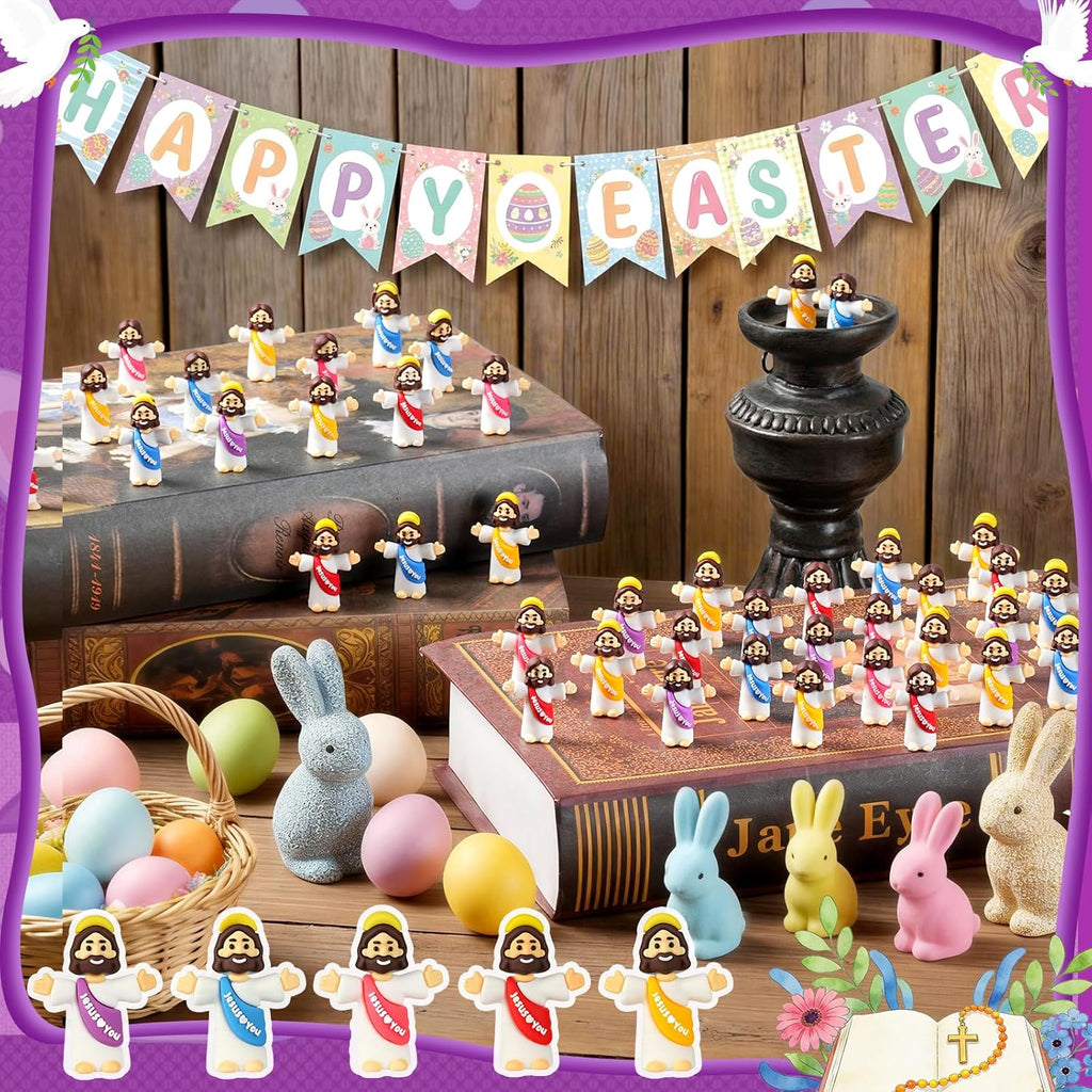 Skiennix Mini Jesus Figurines - 100Pcs Multicolor Collectible Dolls | Perfect for Easter Egg Stuffers