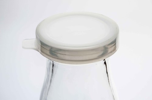 Old Fashioned Heavy Clear Glass Half Pint Milk Bottle, Decanter Cream Server with Lid (6)