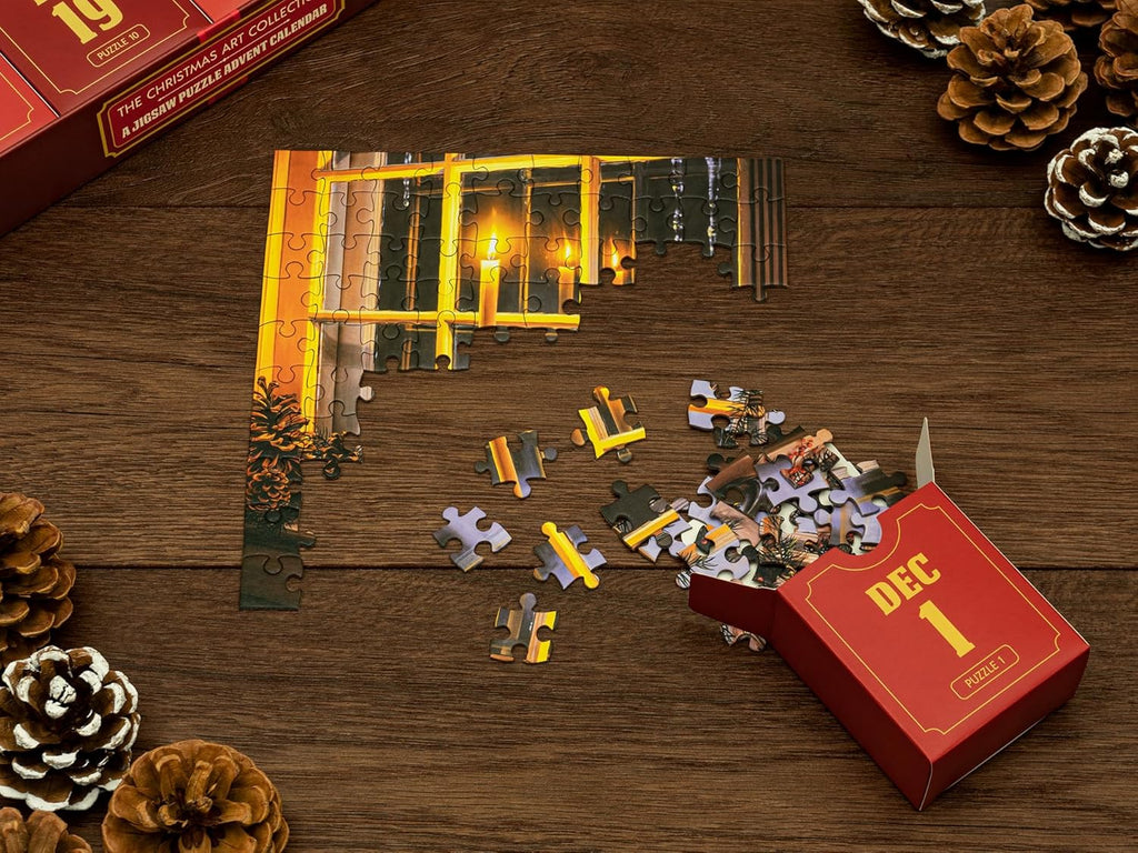 Unique Jigsaw Puzzle Advent Calendar 2025 - 12 Festive 100-Piece Puzzles for Holiday Countdown