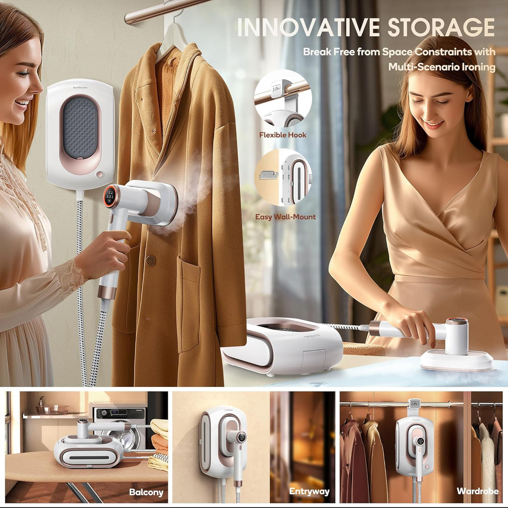Newbealer 2-in-1 Pro Steam Station Iron - 1550W Turbocharged Steam, 30s Heat Up, 1.2L Tank, Auto-Off