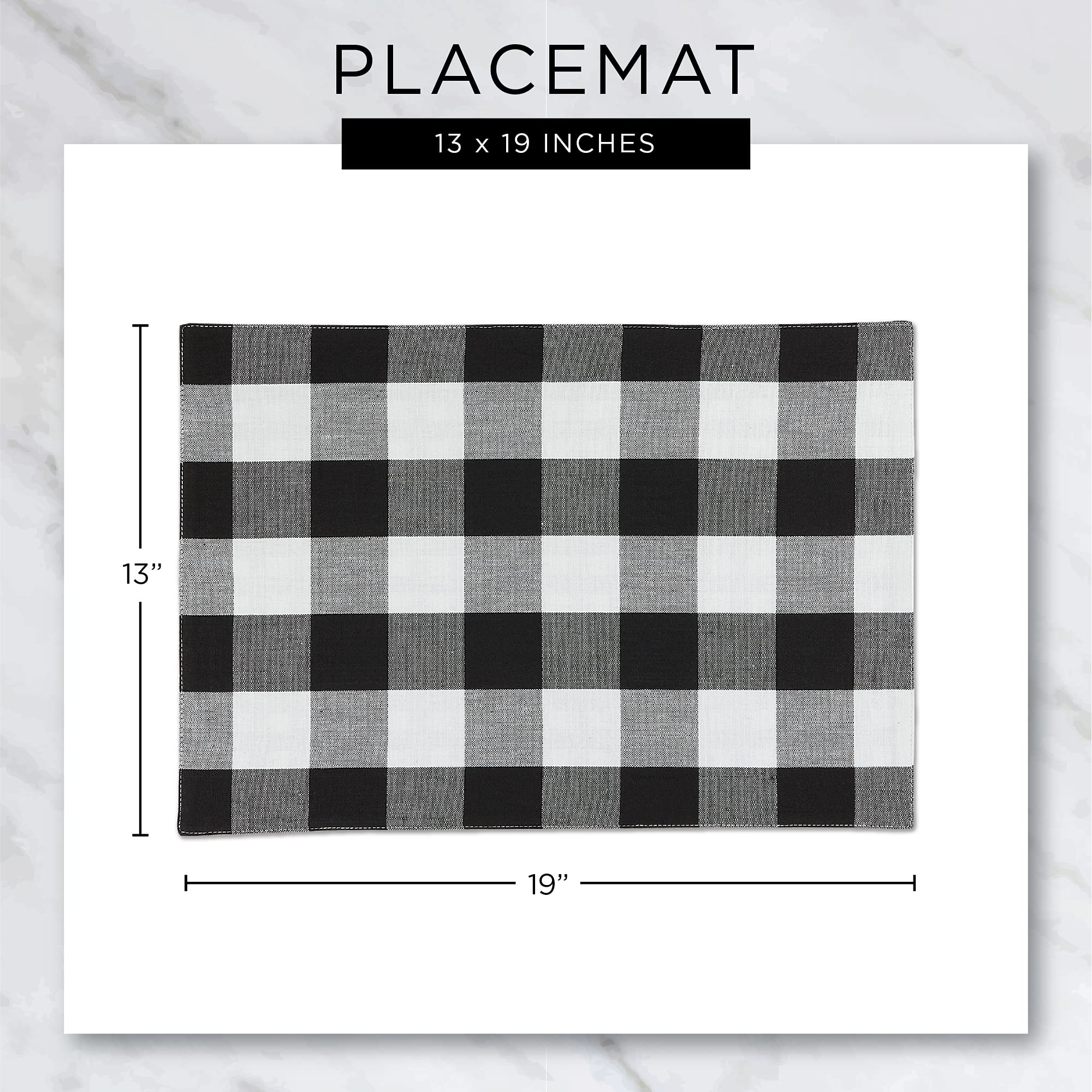 DII Thanksgiving & Fall Table Decoration Autumn Farmhouse Plaid, Placemat Set, 13x19, Pumpkin Spice Orange, 6 Count