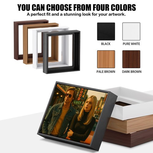 Canvas Floater Frame Fits 1”–1.25”Deep Gallery-Wrapped Canvas, Floating Picture Frame for Wall Art, Posters, Oil Paintings and Prints, PS Wood Grain Look Frames with Hanging kit 12X24 inch Black
