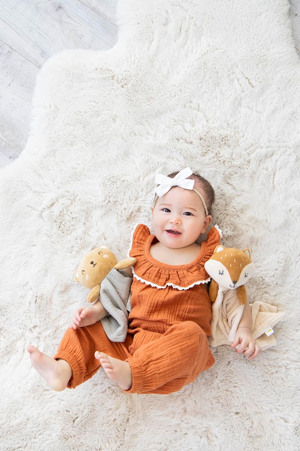 Pearhead Fox Baby Lovey - Organic Cotton Muslin Security Blanket | Soft & Breathable Snuggle Toy for Newborns, 0+ Months