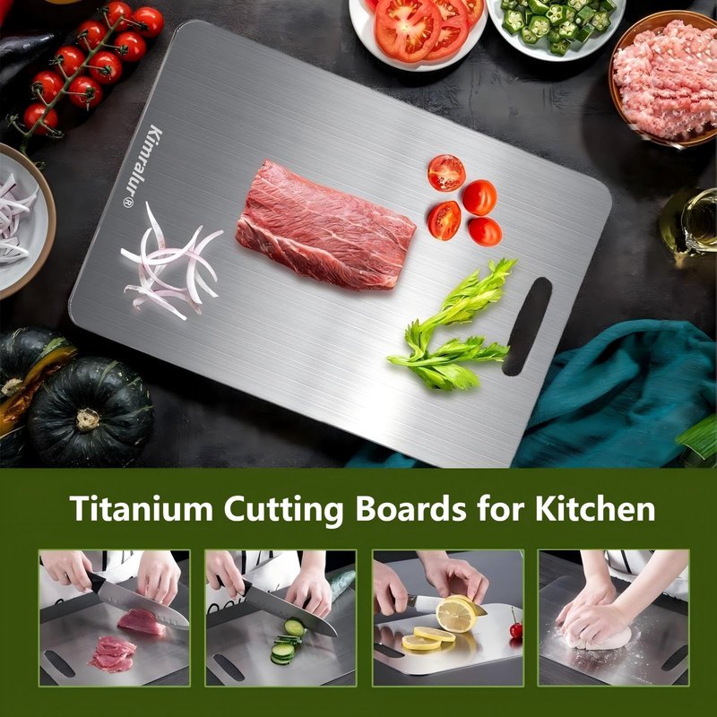 Titanium Cutting Board, Double Sided - Non Slip, Dishwasher Safe Chopping Board for Kitchen, Non Toxic, Easy to Clean, 2026 Upgrade (100% Pure Food Grade Titanium) (14"L x 10"W)
