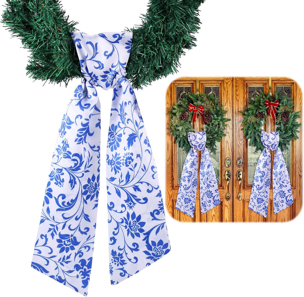 VitalCozy Wreath Sash Set - Elegant Blue Ribbon for Indoor/Outdoor Decor | 4.5" W x 56" L