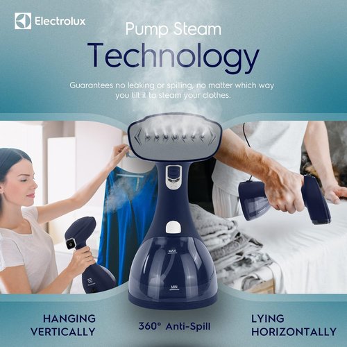 Electrolux Portable Handheld Clothes Steamer - LX15003 Wrinkle Remover with Lint Brush & Fabric Brush | Blue