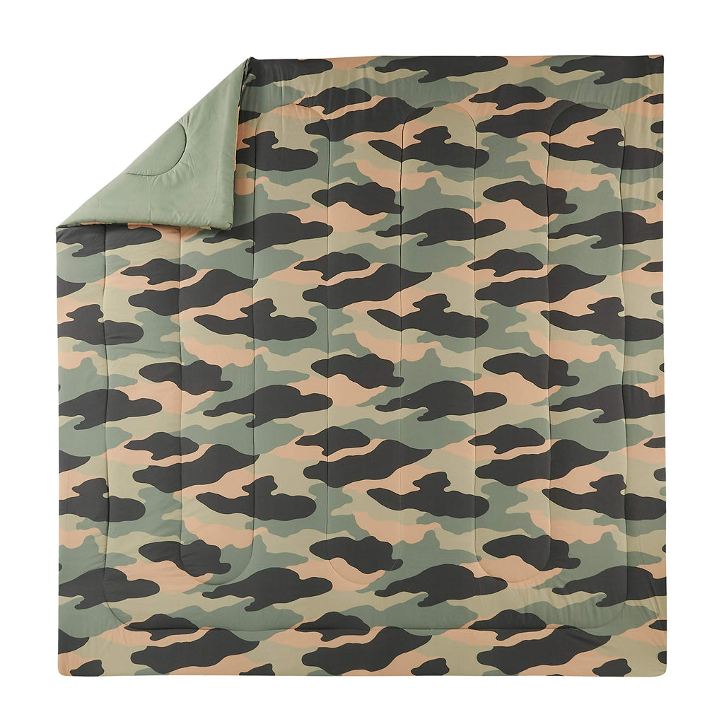 Urban Playground Covert Camouflage 3-Piece Comforter Set, Ultra Soft All Season Kids/Teens Bedding Set, Full Queen, Green