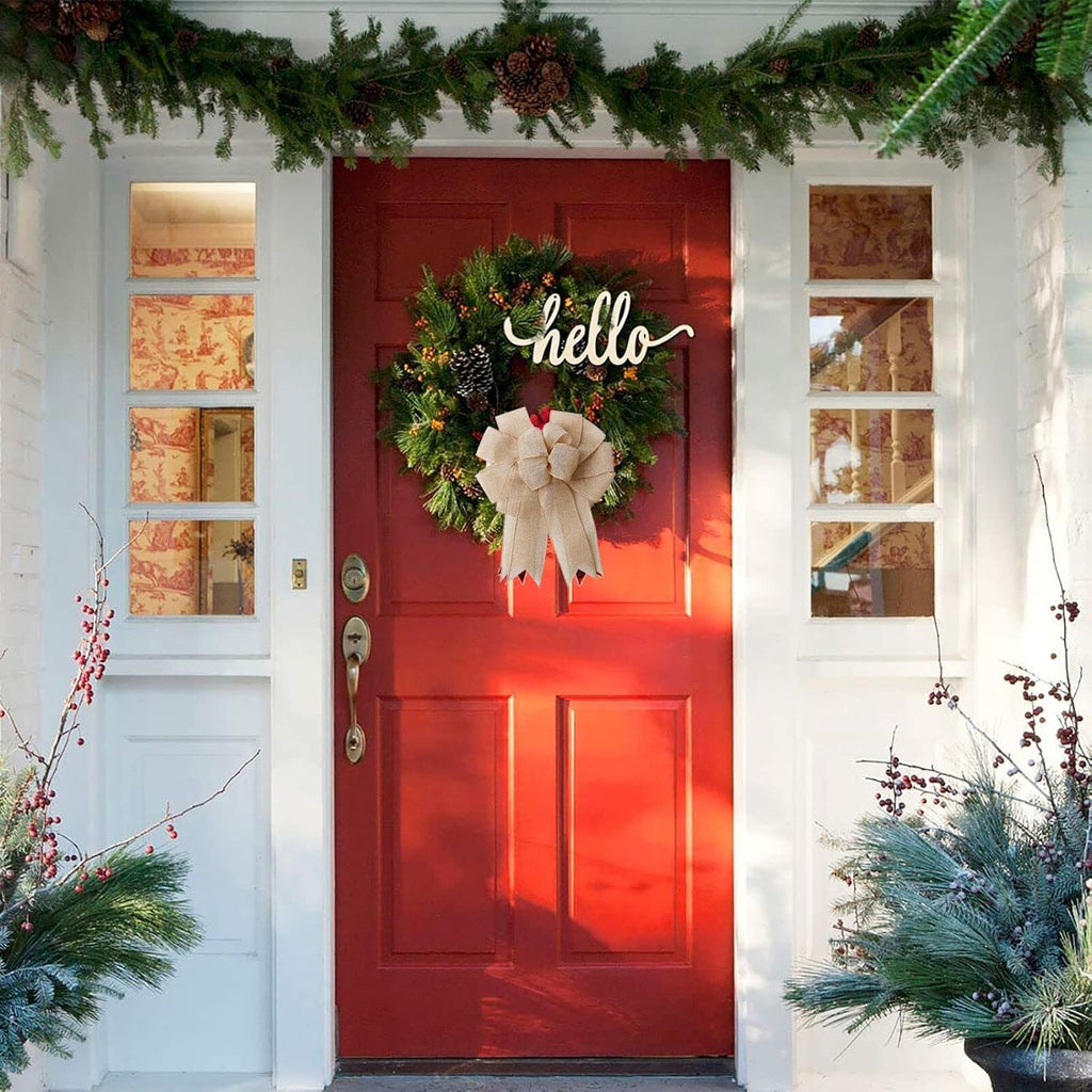 Skiennix Large Rustic Jute Bows - Holiday Ornaments for Wreaths & Door Decor | Perfect for Parties
