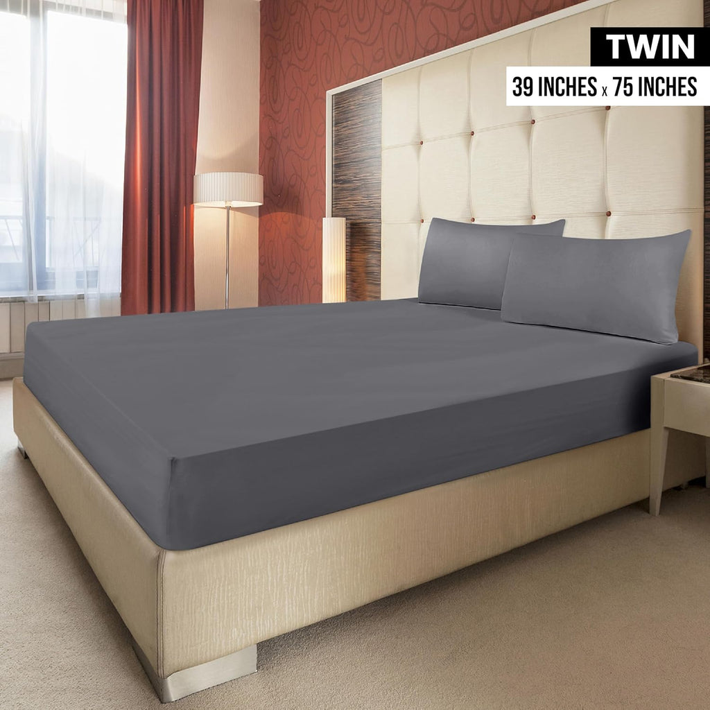 Utopia Bedding Twin Fitted Sheets - Soft Brushed Microfiber - Deep Pockets, Fade Resistant - Grey, Set of 4