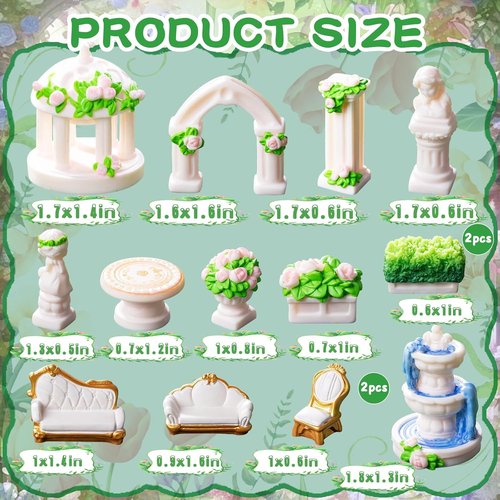 Exasinine Mini Garden Furniture Set - 15 Pcs Micro Resin Ornaments for DIY Fairy Garden Decor
