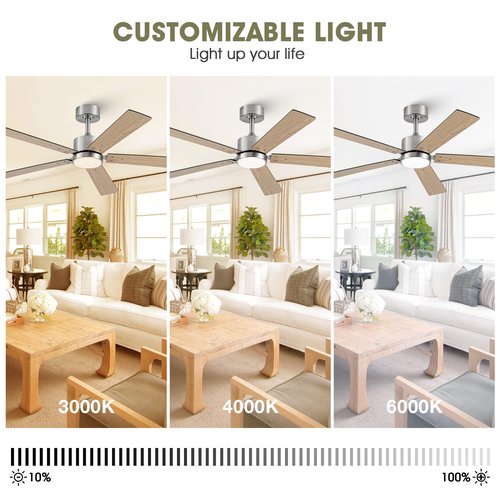 Vaczon Ceiling Fans with Lights and Remote 52 Inch Modern Ceiling Fan with Quiet Reversible DC Motor Timer Black Ceiling Fan for Bedroom Living Room Dining Room Easy Installation