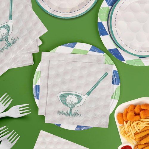 RVXHUA 150PCS Golf Party Decorations - Disposable Plates and Napkins for 50 Guests, Paper Tableware Supplies for Birthday Parties, Baby Shower, Game Day, Team Event, and Themed Celebration