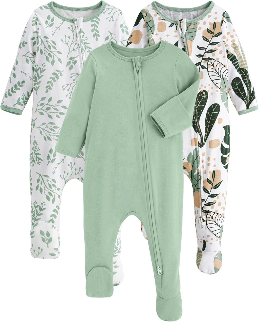 Yoofoss Baby Pajamas - 100% Organic Cotton Sleepers for Newborns | 3-Piece Set, Footed PJs