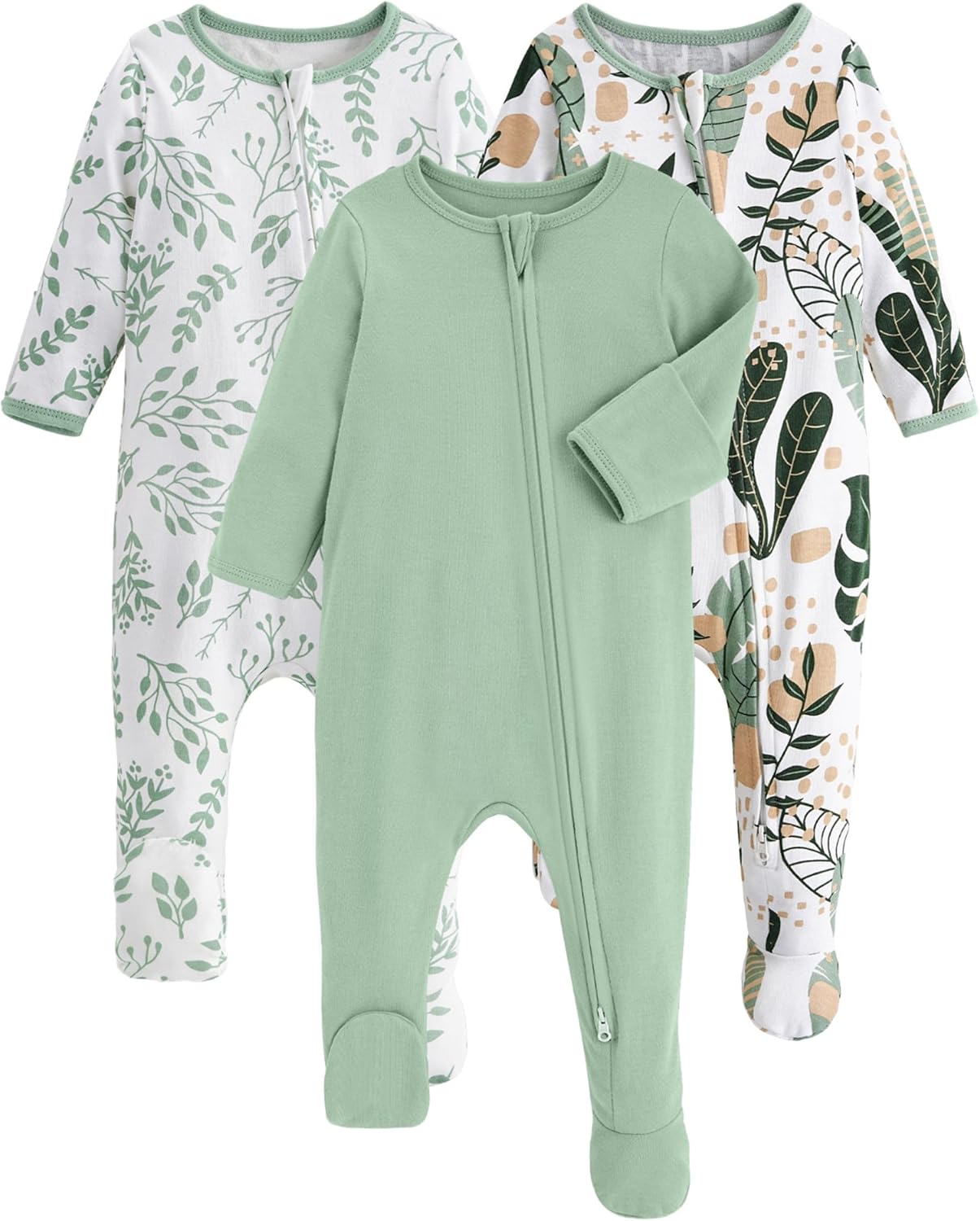 Yoofoss Baby Pajamas - 100% Organic Cotton Sleepers for Newborns | 3-Piece Set, Footed PJs