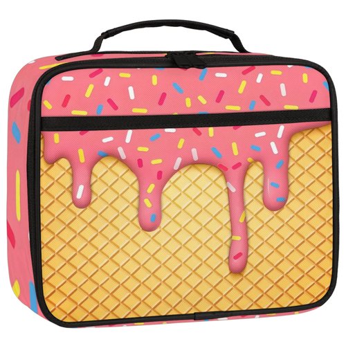 Ice Cream Kids Lunch Box for Girls Boys Toddler Insulated Lunch Bags, Cherry Flavor Dessert Mini Cooler Back to School Lunch Tote Bag Portable Thermal Meal Tote Kit Soft Bag