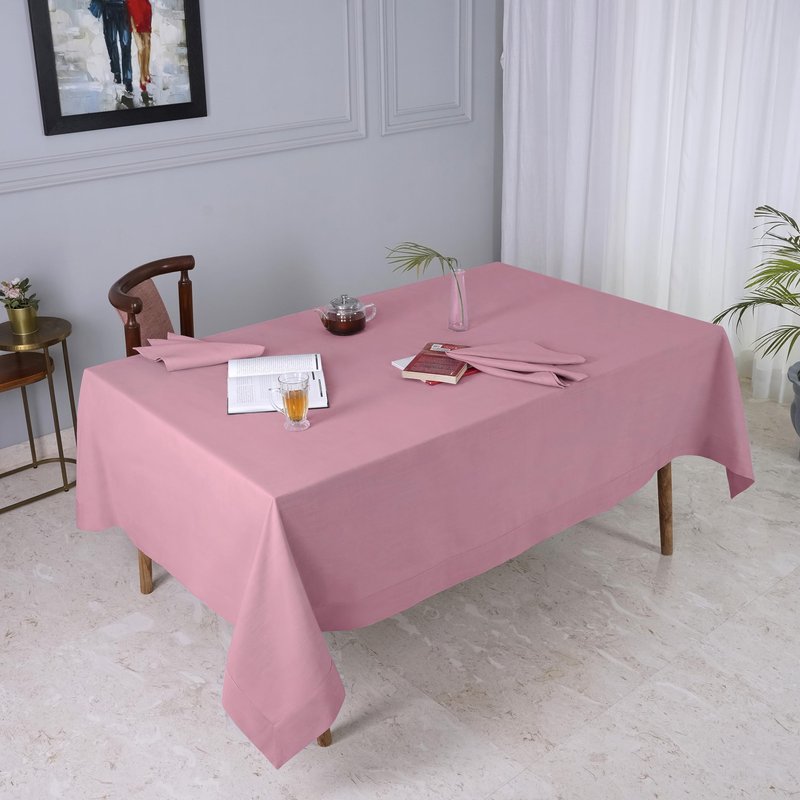 D'Moksha Homes Dusty Pink Tablecloth 60 x 60 Inch - Faux Linen Tablecloth - Machine Washable Square Table Throw Dusty Pink Linen Tablecloth, 100% Recycled Fabric for Dining, Mothers Day
