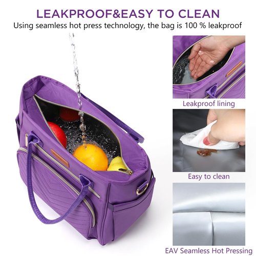 Jomddems Lunch Box for Women Men,Lunch Bag Women, Insulated Lunch Box for Men with Shoulder Strap,Portable Reusable Large Cooler Tote Bags for Work Picnic Hiking Beach (purple)