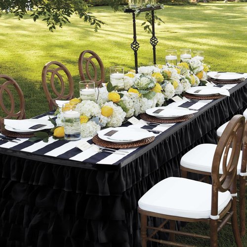 JEVIX Black Tulle Table Skirt 9ft Tutu Table Skirt For Rectangle Table Birthday Party Decorations Baby Shower Girls Parties Cake Dessert Table Decorations Ruffle Table Skirting
