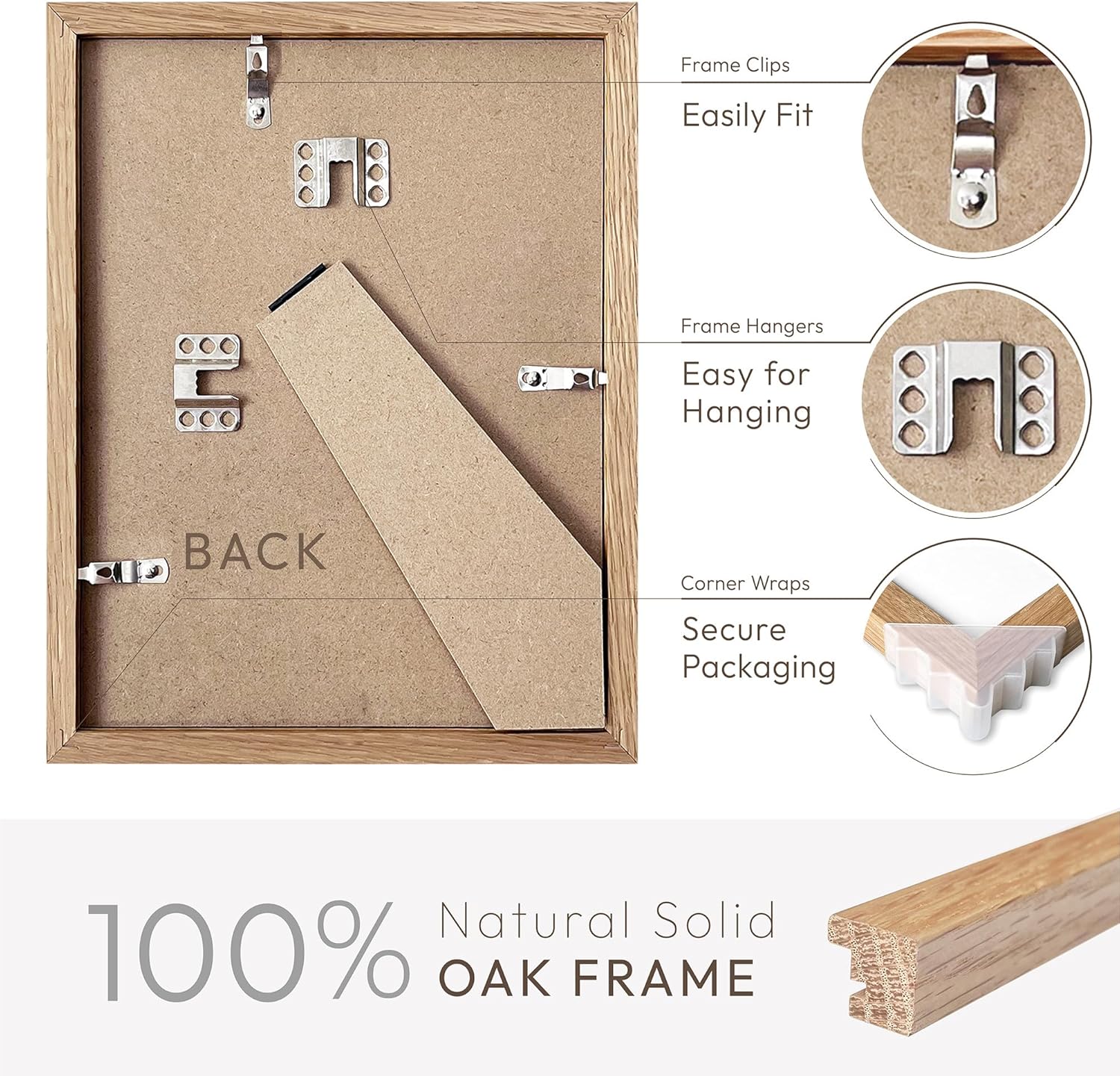 Solid Oak Picture Frame Set by [Brand Name] - 4x6 Frames with Mat for 3x5 Photos | Natural Oak Finish
