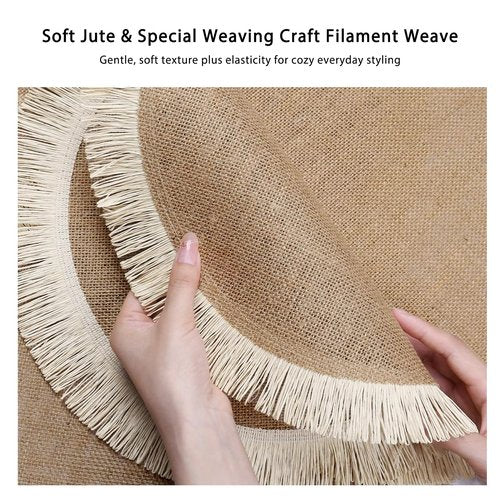 Round Burlap Placemats Set of 12 Jute Rustic Place Mats for Dining Tables Heat Resistant Natural Farmhouse Table Mats Decor for Thanksgiving (Sun Flower)