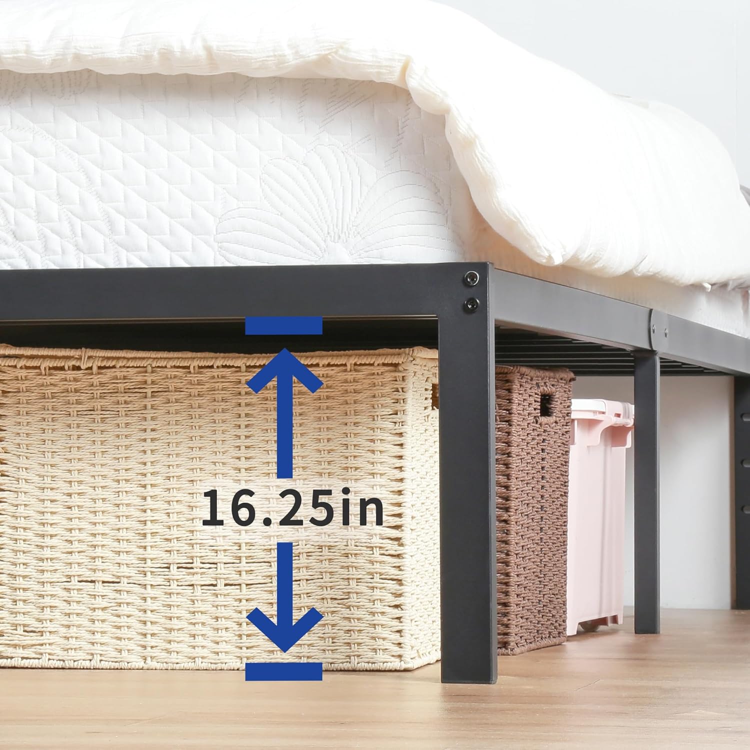 Olee Sleep King Size Platform Bed Frame - 18 Inch Heavy Duty Steel Slat Support, Noise-Free Design, Easy Assembly