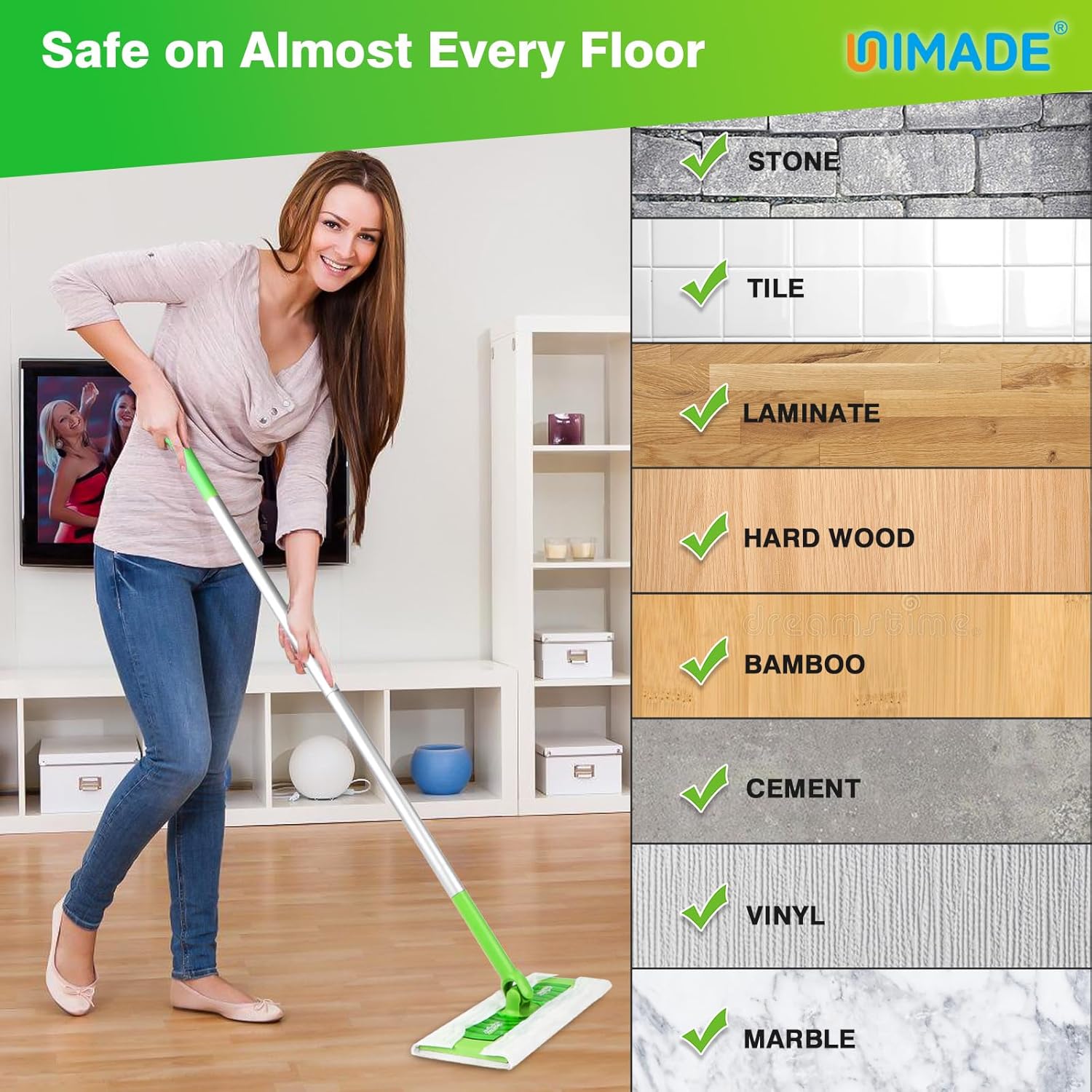 UNIMADE Dry Sweeping Cloths - 52 Count Mop Refill Compatible with Swiffer | Disposable Dusting Cloths for Hardwood Floors