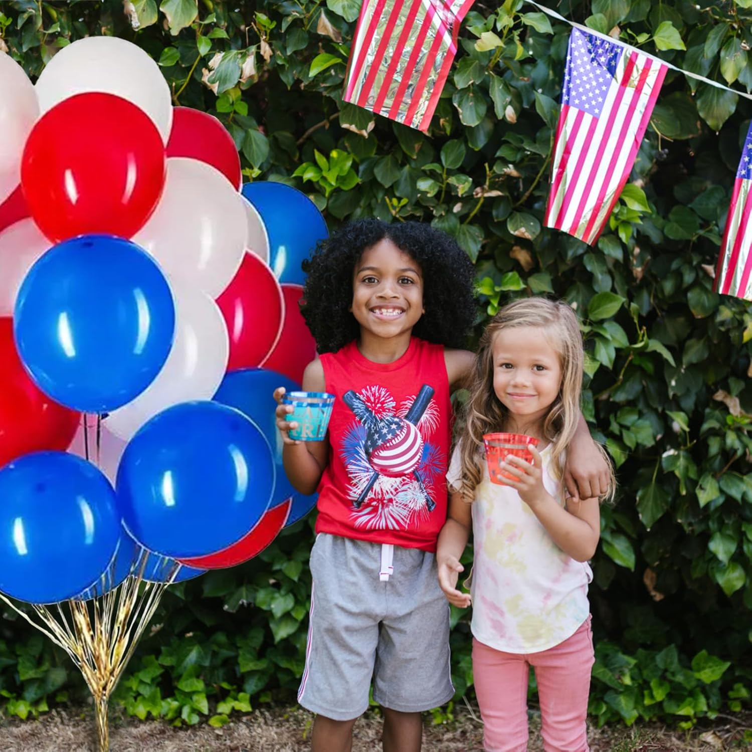 Red White & Blue Latex Balloons - 100 Pack for 4th of July Decorations | Patriotic Party Supplies
