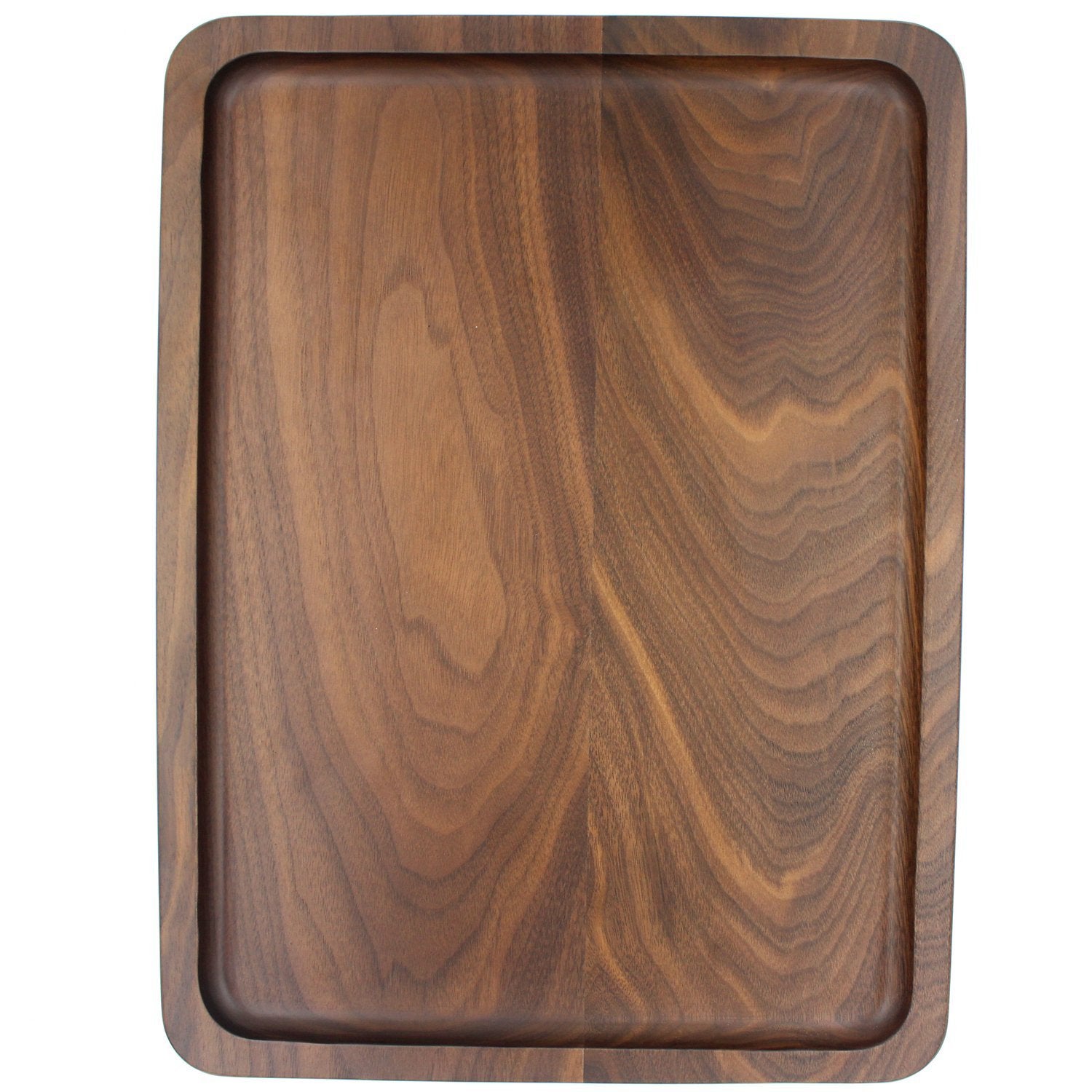 Bamber Wood Serving Tray Wooden Decorative Coffee Tea Platter Black Walnut 15.3 x 11.4 Inches
