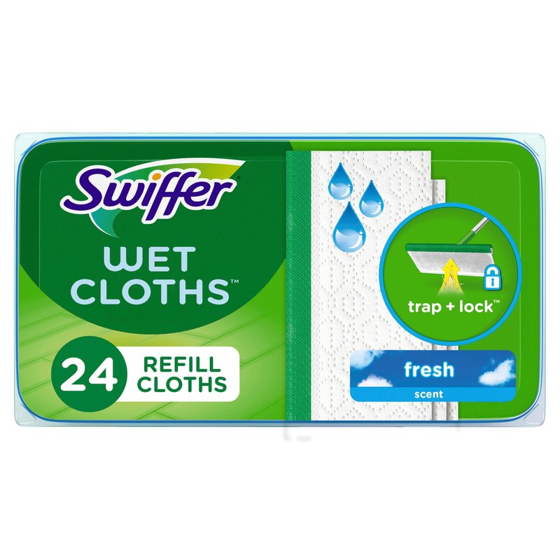 Swiffer Sweeper Wet Mopping Cloths, Mop and Broom Floor Cleaner Refills, Open Window Fresh Scent 24-Count (Pack of 6) (Packaging May Vary)