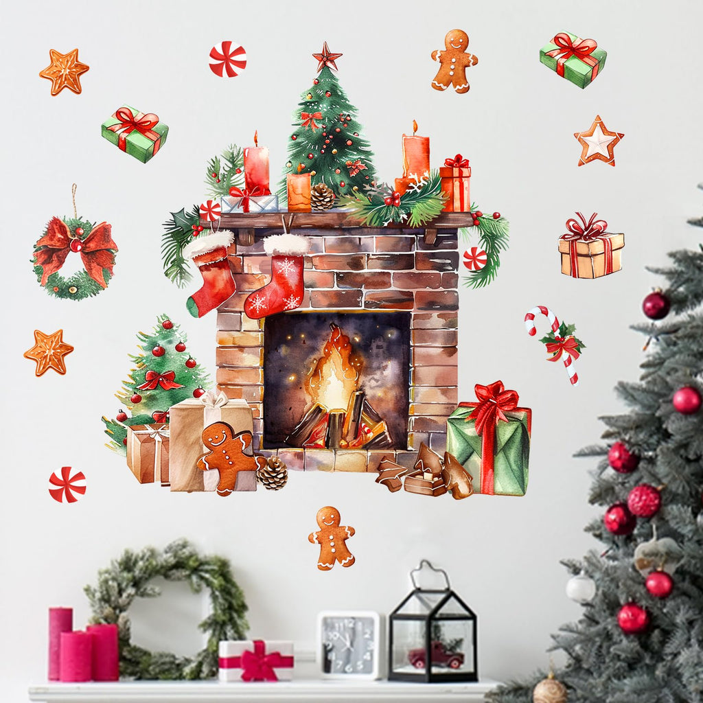 Yovkky Merry Christmas Wall Decals Stickers, Xmas Tree Sign Holiday Max Dog Decor, 2026 New Year Winter Green Red Farmhouse Home Kitchen Decorations Kids Boys Girls Bedroom Art Gift