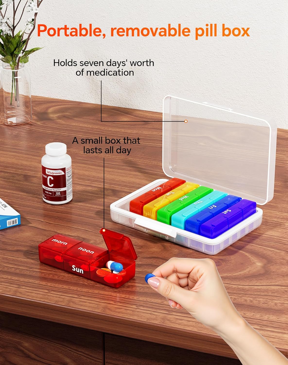 Skiennix 4-Tier Medicine Cabinet Organizer - Stylish Leather Handle & Portable Weekly Pill Organizer | Multipurpose Storage Box for Family Emergencies