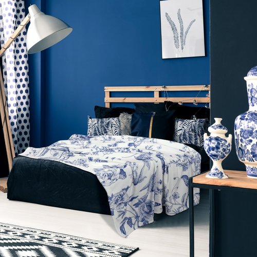 Mindsoft Blue White Flower Blanket Butterfly Soft Throw Blanket Country French 60"x50" Blanket Washable for Spring Summer Fall Party