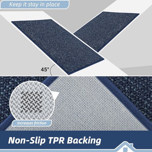 BEQHAUSE Dirt Trapper Door Mat - Non-Slip, Washable, Absorbent Entrance Mat | 20" x 32", Blue