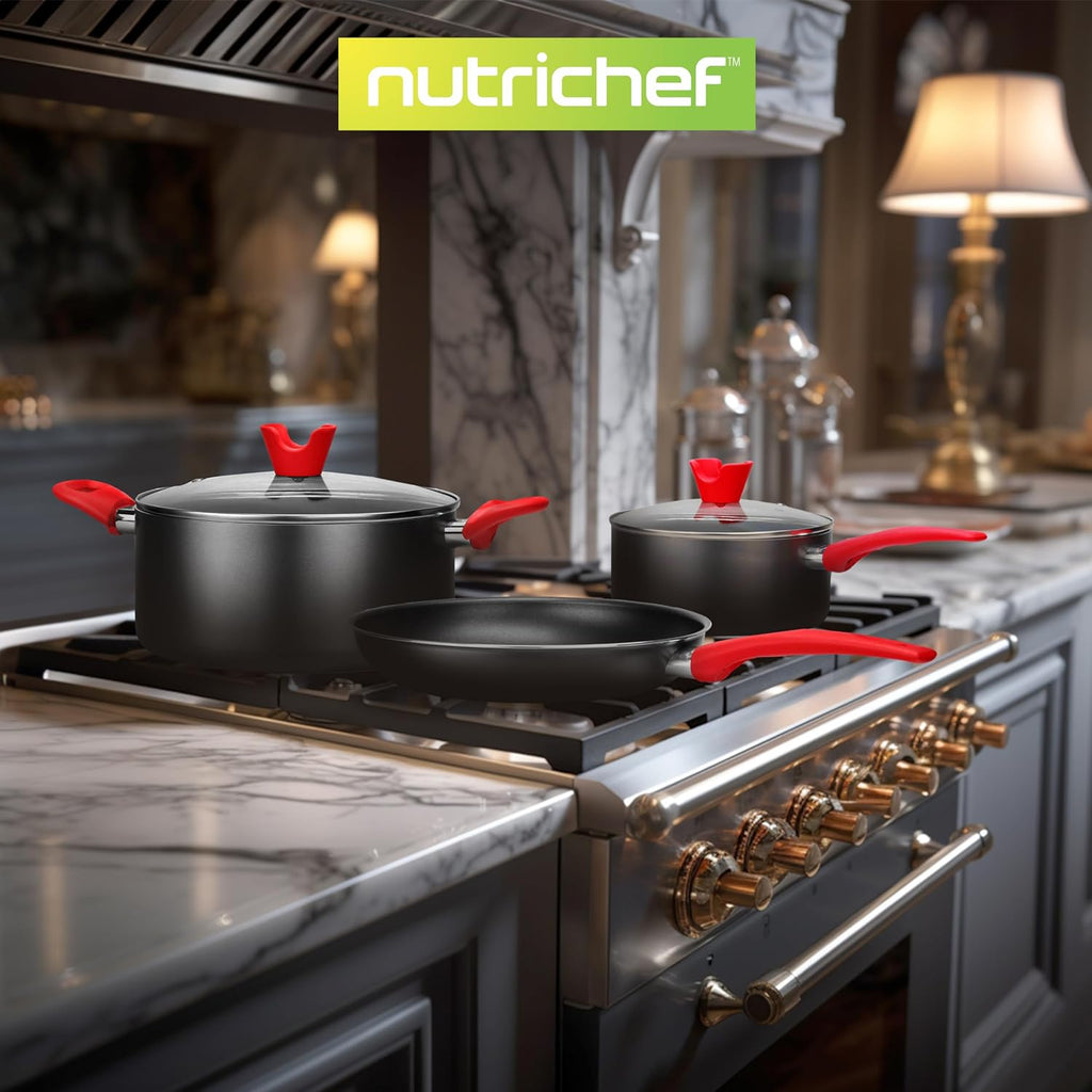 NutriChef 21-Piece Nonstick Cookware Set - Heat Resistant, PTFE/PFOA Free | Includes Pots, Pans, and Bakeware