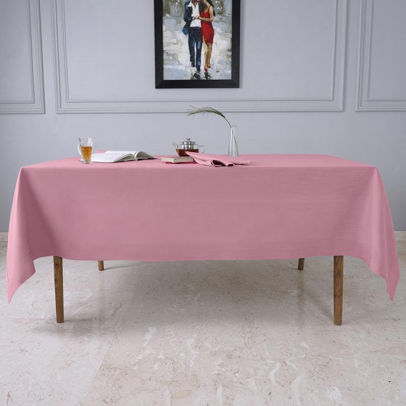 D'Moksha Homes Dusty Pink Tablecloth 60 x 60 Inch - Faux Linen Tablecloth - Machine Washable Square Table Throw Dusty Pink Linen Tablecloth, 100% Recycled Fabric for Dining, Mothers Day