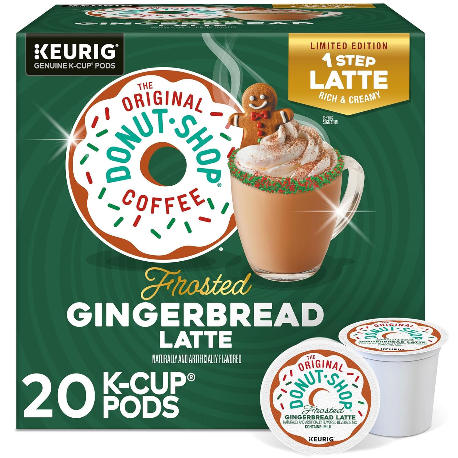 Original Donut Shop K-Cup Pods - Frosted Gingerbread Latte | 20 Count Single Serve Pods