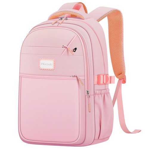 PRAGARI Aesthetic Backpack for School Cute Laptop Pink Backpack Teens Girls Travel Casaul Daypack Lightweight Book Bags