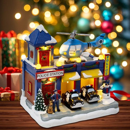 Innodept12 Christmas Animated Train Station Décor - Lighted Building with Clock, Music & LED Lights | Indoor Display