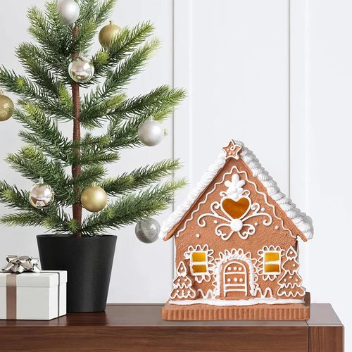 Gingerbread House | Light-Up Christmas Decor | Festive 8.5-Inch Gingerbread Village Decoration