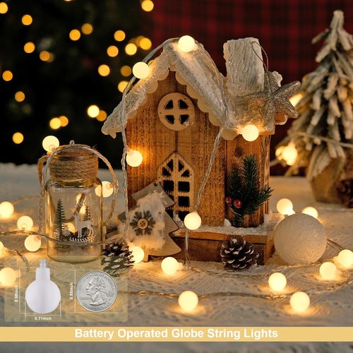 JMEXSUSS Battery Operated Christmas Lights - 100 LED Waterproof String Lights | 33ft Warm White with Remote Timer