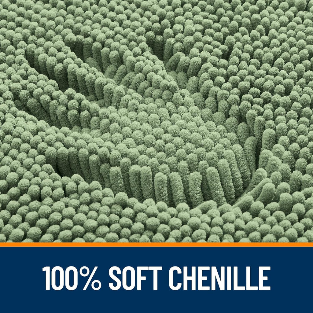 OLANLY U-Shaped Toilet Rug - Extra Soft Chenille, Quick-Dry, Non-Slip Bath Mat | 20x20 Sage Green