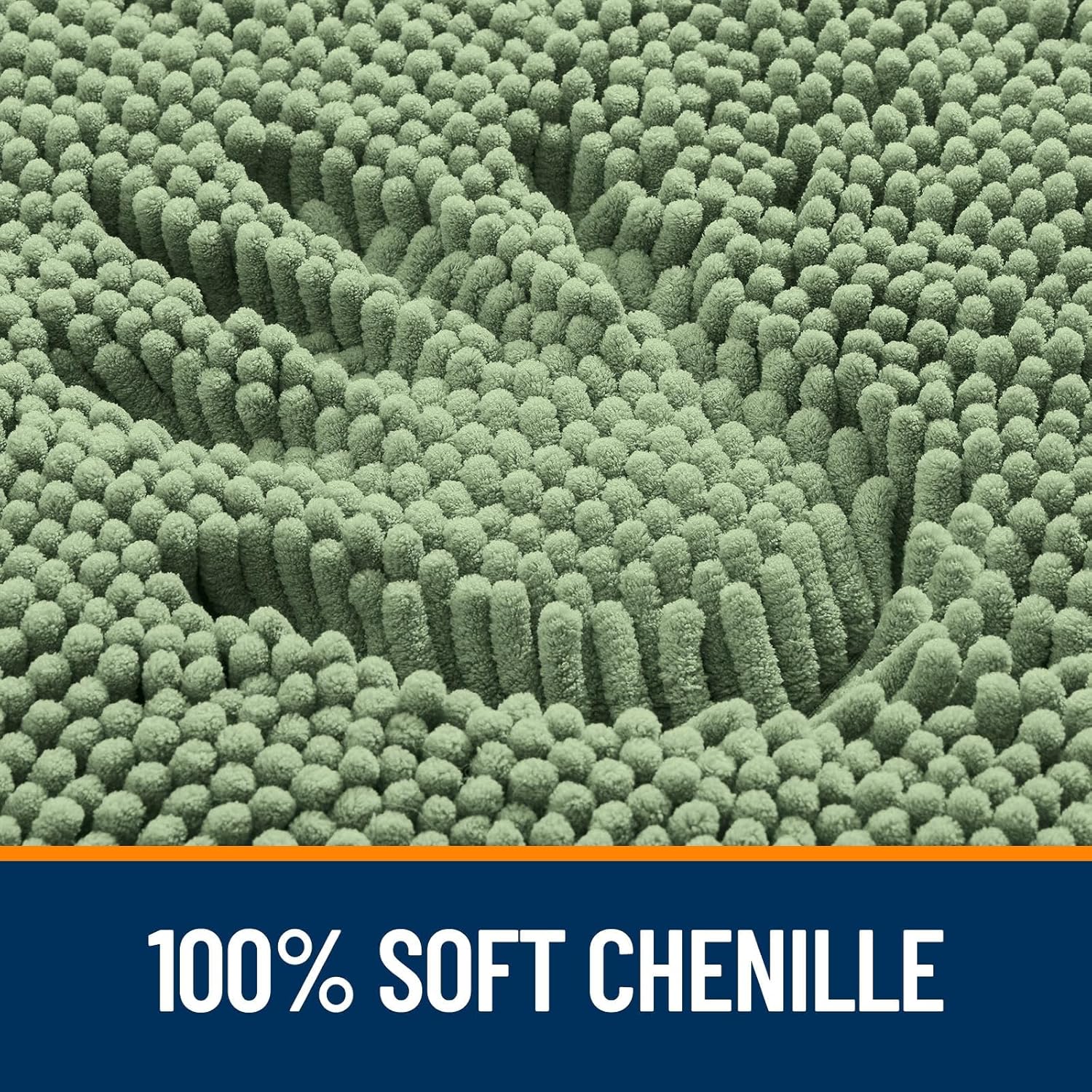 OLANLY U-Shaped Toilet Rug - Extra Soft Chenille, Quick-Dry, Non-Slip Bath Mat | 20x20 Sage Green