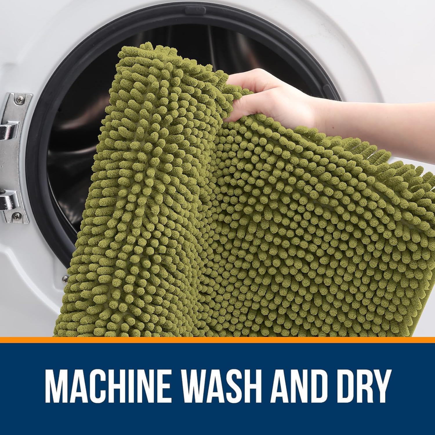 OLANLY Bathroom Rugs - Extra Soft Chenille Bath Mats | Quick Dry, Machine Washable, 30x20, Willow Green