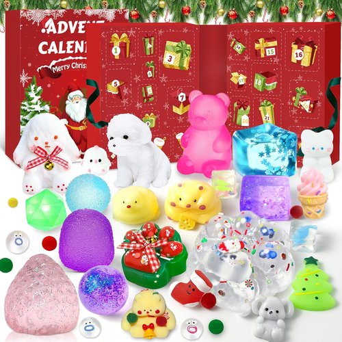 Advent Calendar 2025 - 24 Days of Kawaii Squishies & Sensory Fidget Toys for Kids & Adults