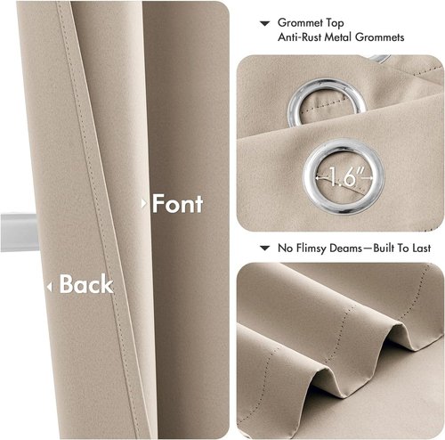 MIULEE Taupe Blackout Curtains - Thermal Insulated Room Darkening Drapes | 72 Inches Long, 2 Panels