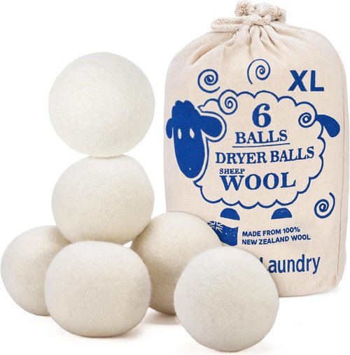 Handy Laundry Wool Dryer Balls - Natural Fabric Softener, Reduces Wrinkles & Saves Drying Time | Pack of 6