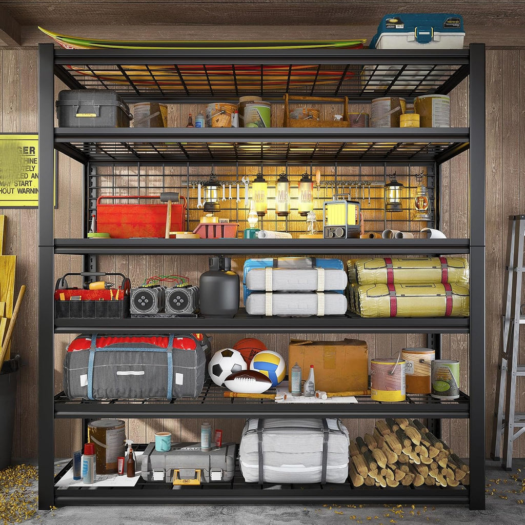 Reibii Heavy-Duty 6-Tier Garage Shelving - Adjustable Metal Storage Shelves, 3500LBS Capacity, 84"H x 48"W x 20"D